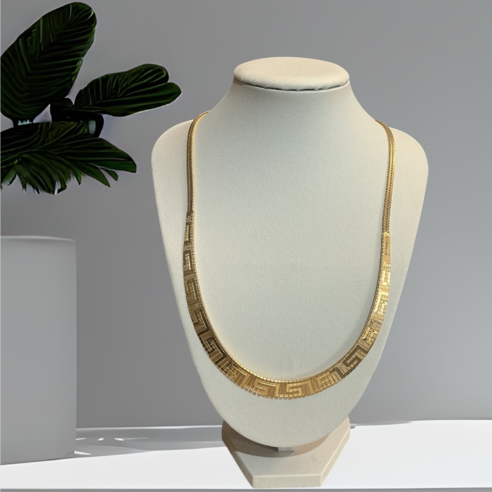 Elegant Greek Key 18k Gold / Sterling Silver 925 Necklace